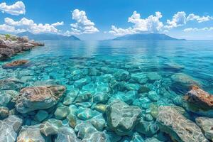 ai generato bellissimo tropicale turchese oceano spiaggia professionale fotografia foto