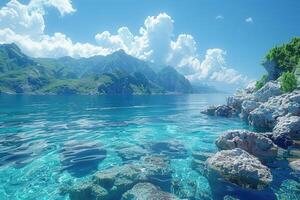 ai generato bellissimo tropicale turchese oceano spiaggia professionale fotografia foto