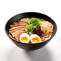 ai generato ramen la minestra avvicinamento foto