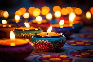 ai generato contento diwali, giorno luci foto