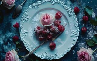 ai generato vaniglia eleganza scatenato. un' compleanno torta di squisito delizia. foto