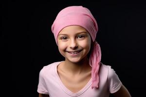 ai generato un' poco ragazza nel un' foulard sofferenza a partire dal cancro foto