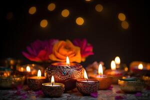 ai generato contento diwali, giorno luci foto