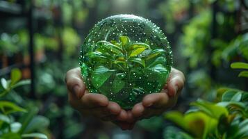 ai generato vita ciclo valutazione concetto con un' verde palla e il lca icona. ambientale urto valutazione di Prodotto valore Catene. attività commerciale valore catena e sostenibile crescita. foto