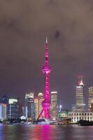 pudong finanziario quartiere orizzonte a notte, shanghai, Cina foto