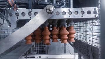 attuatore pneumatico sistema su il automatico uova speratura macchina.incubatoio tecnologia. foto