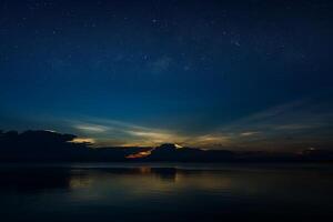 tramonto cielo su il lago foto