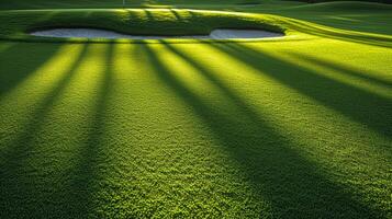 ai generato lussureggiante verde textures e raffinato dettagli specchio il precisione di golf foto