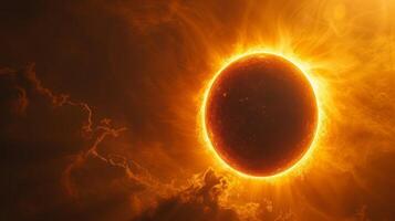 ai generato il solare eclisse, un' ipnotizzante danza di il Luna nel davanti di il sole. foto