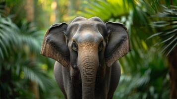 ai generato un' bellissimo elefante sembra a il telecamera foto