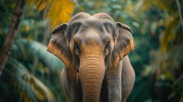 ai generato un' bellissimo elefante sembra a il telecamera foto