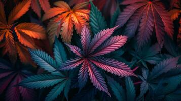 ai generato bellissimo sfondo di marijuana le foglie foto
