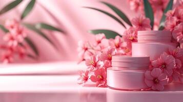 ai generato bellissimo rosa sfondo per cosmetici pubblicità foto