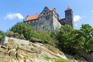 Quedlinburg, Germania - 2015, castello e Chiesa st. servazio su schlossberg collina, Quedlinburg, Harz, Sassonia anhalt, Germania, unesco mondo eredità luogo foto