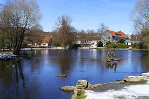 braunlage Salute ricorrere parco lago, Harz, Bassa Sassonia, Germania foto