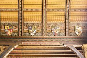 Goslar, Germania, 2015, imperiale sala, di legno soffitto, cappotti di braccia, imperiale palazzo o Kaiserpfalz, Goslar, Harz, inferiore Sassonia, Germania, unesco mondo eredità luogo foto