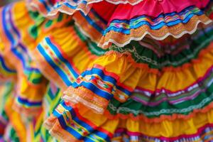 ai generato avvicinamento di vivace colorato tradizionale messicano vestire. generativo ai foto