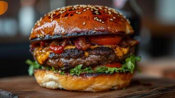 ai generato realistico delizioso hamburger foto