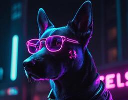 ai generato intelligente futuristico cane con moda e stile. generativo ai. foto