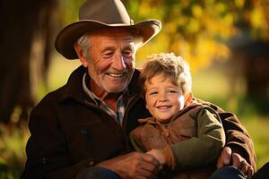 ai generato un' nonno e il suo nipote insieme. ai generato foto