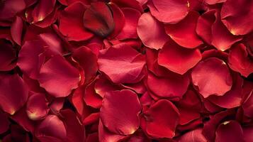 ai generato un' vivace collezione di rosso rosa petali sfondo foto