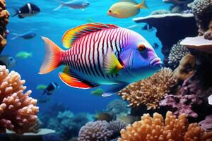 ai generato pesce al di sopra di un' corallo scogliera nel il mare. foto