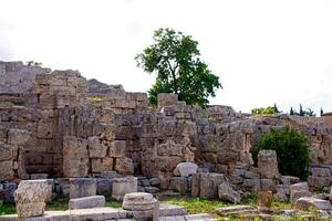 archeologico scavare luogo a Apollo tempio, corinto, Grecia. foto