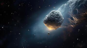 ai generato asteroide nel desolato profondità di spazio. foto
