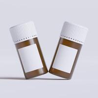 fiala di pillole con vuoto etichetta, isolato su bianca sfondo. chiuso medicina bottiglia isolato su bianca sfondo 3d illustrazione foto