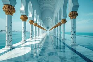 ai generato bellissimo moschea contro un' puro sereno e divine atmosfera professionale fotografia foto
