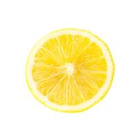 superiore Visualizza di giallo Limone metà isolato su bianca sfondo con ritaglio sentiero foto