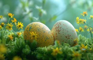 ai generato Pasqua giorno Pasqua uova Pasqua coniglietti foto