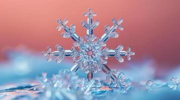 ai generato bellissimo luminosa macro fotografia di un' fiocco di neve foto