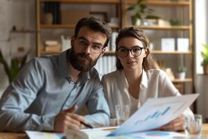 ai generato impegnato coppia nel conversazione foto