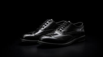 ai generato nero francesine scarpe isolato su bianca sfondo con copia spazio per annuncio pubblicitario foto
