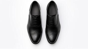 ai generato nero francesine scarpe isolato su bianca sfondo con copia spazio per annuncio pubblicitario foto