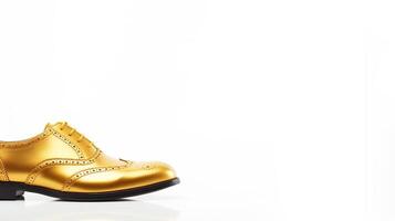 ai generato oro francesine scarpe isolato su bianca sfondo con copia spazio per annuncio pubblicitario foto