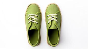 ai generato verde espadrillas scarpe isolato su bianca sfondo con copia spazio per annuncio. generativo ai foto