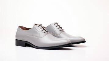 ai generato grigio oxford scarpe isolato su bianca sfondo con copia spazio per annuncio. generativo ai foto