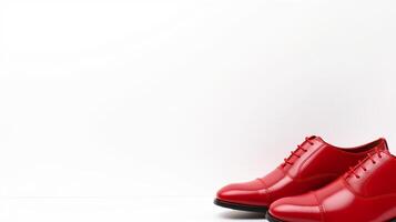 ai generato rosso oxford scarpe isolato su bianca sfondo con copia spazio per annuncio. generativo ai foto
