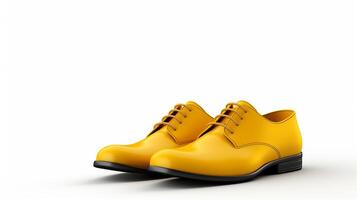 ai generato giallo oxford scarpe isolato su bianca sfondo con copia spazio per annuncio. generativo ai foto