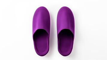 ai generato viola pantofole scarpe isolato su bianca sfondo con copia spazio per annuncio. generativo ai foto