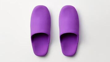 ai generato viola pantofole scarpe isolato su bianca sfondo con copia spazio per annuncio. generativo ai foto