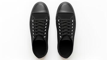 ai generato nero scarpe da ginnastica scarpe isolato su bianca sfondo con copia spazio per annuncio. generativo ai foto