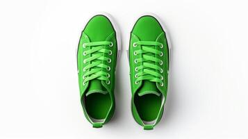 ai generato verde scarpe da ginnastica scarpe isolato su bianca sfondo con copia spazio per annuncio. generativo ai foto