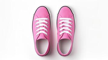 ai generato rosa scarpe da ginnastica scarpe isolato su bianca sfondo con copia spazio per annuncio. generativo ai foto