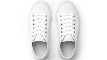 ai generato bianca scarpe da ginnastica scarpe isolato su bianca sfondo con copia spazio per annuncio. generativo ai foto