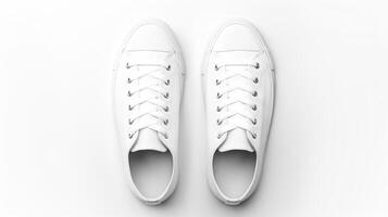 ai generato bianca scarpe da ginnastica scarpe isolato su bianca sfondo con copia spazio per annuncio. generativo ai foto