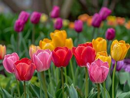 ai generato bellezza tulipano fiore vivace colorato flora ai generativo foto