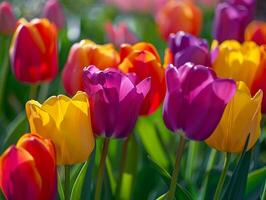 ai generato bellezza tulipano fiore vivace colorato flora ai generativo foto